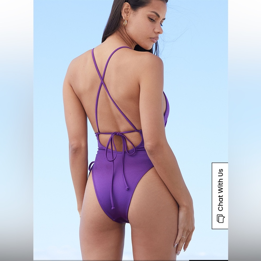 ANNA X PACSUN Eco Janis Shine One Piece Swimsuit Purple Size Medium